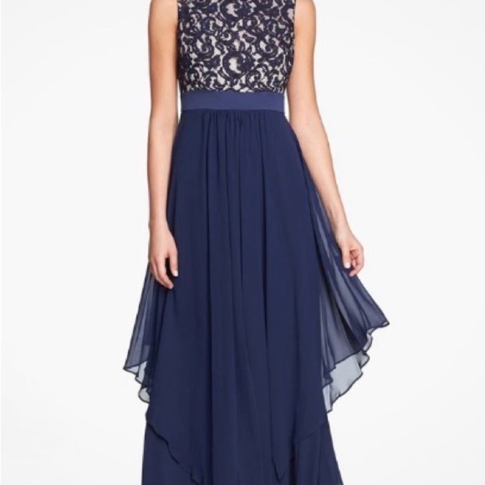 Eliza J Navy Lace and Chiffon Gown 22w